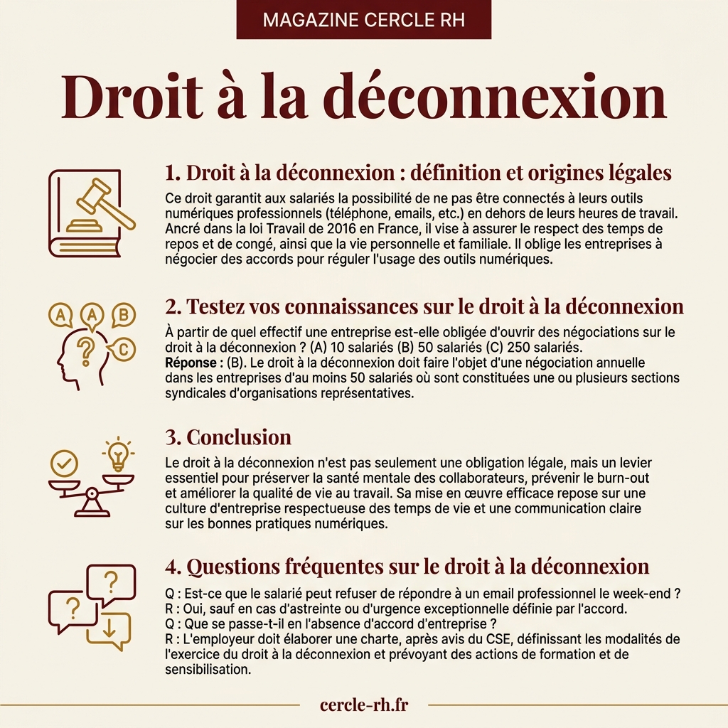 Infographie de synthèse — Droit à la déconnexion