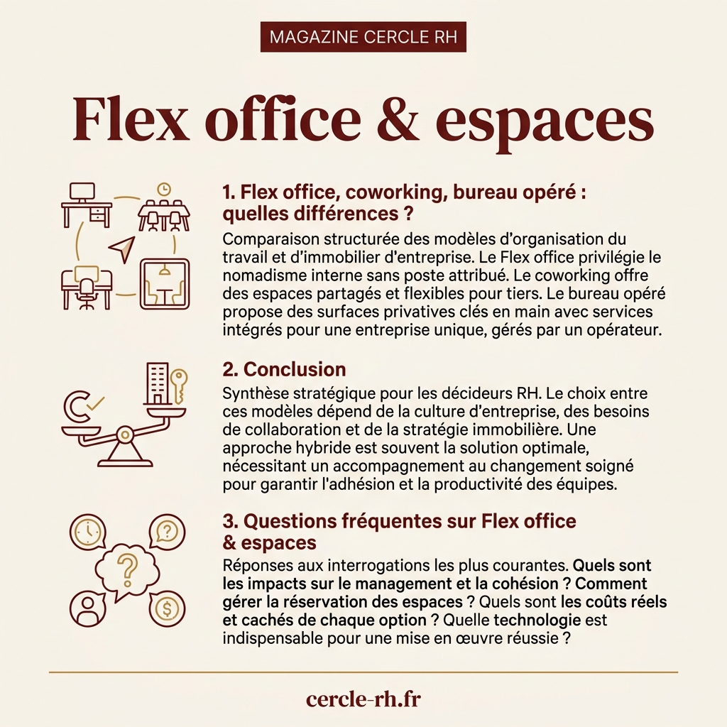 Infographie de synthèse — Flex office & espaces