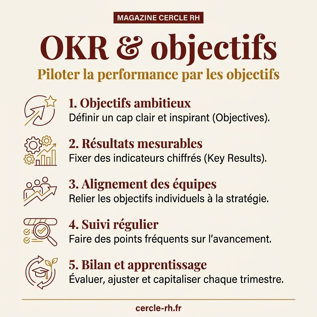 OKR & objectifs : Piloter la performance par les objectifs — infographie Cercle RH