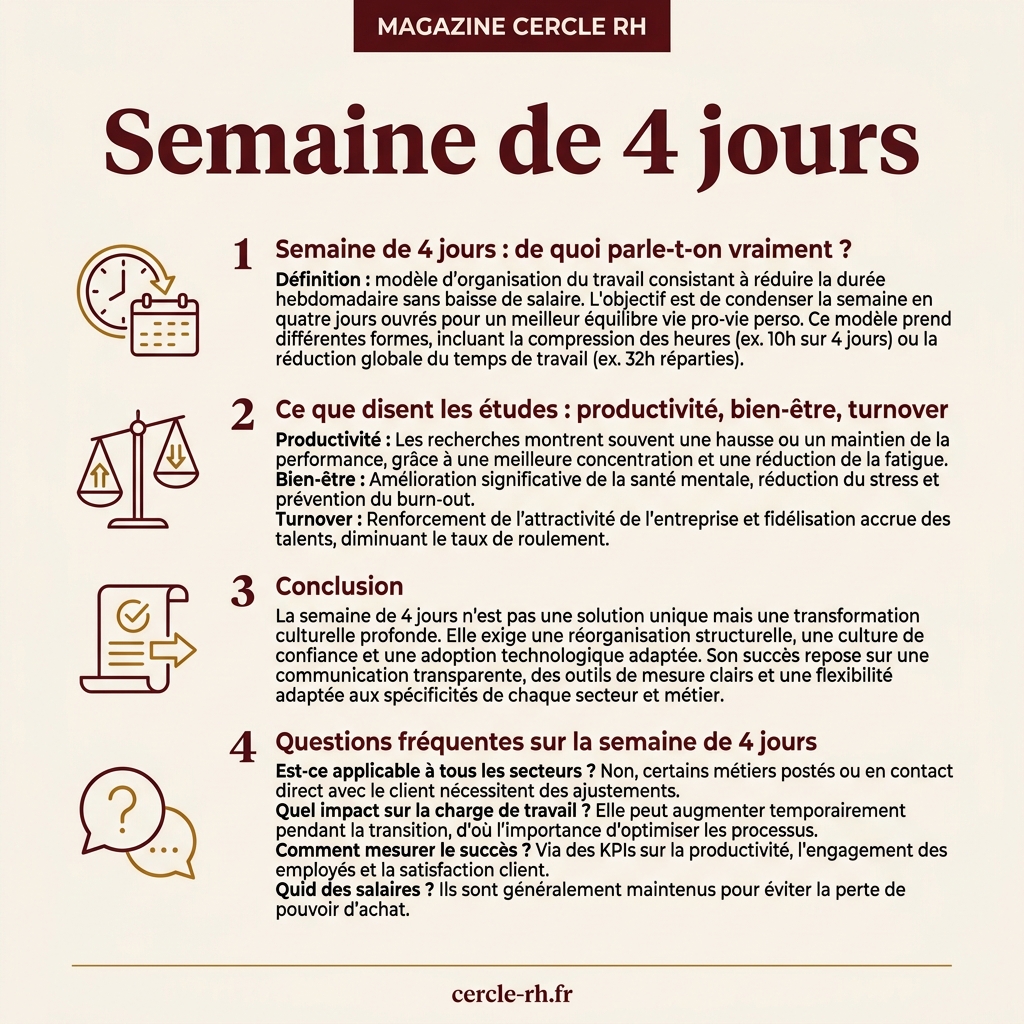 Infographie de synthèse — Semaine de 4 jours