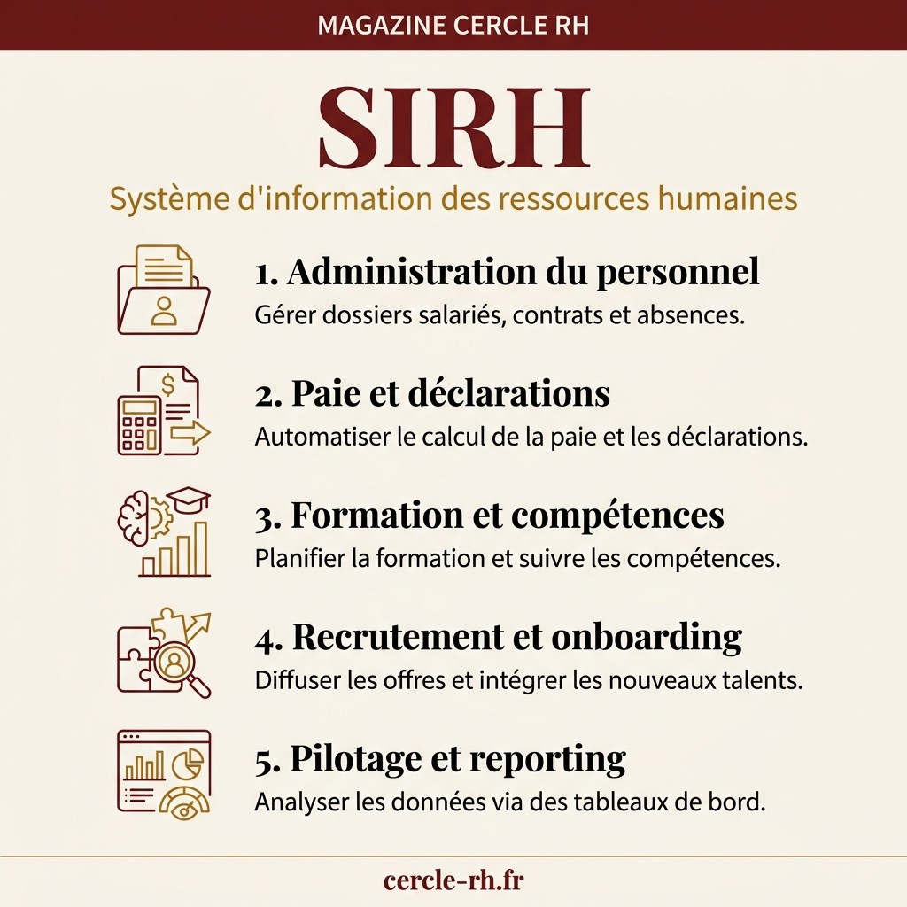 SIRH : Système d'information des ressources humaines — infographie Cercle RH