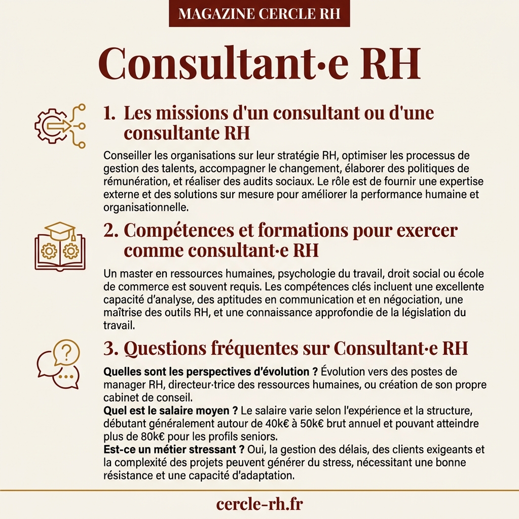 Infographie de synthèse — Consultant·e RH