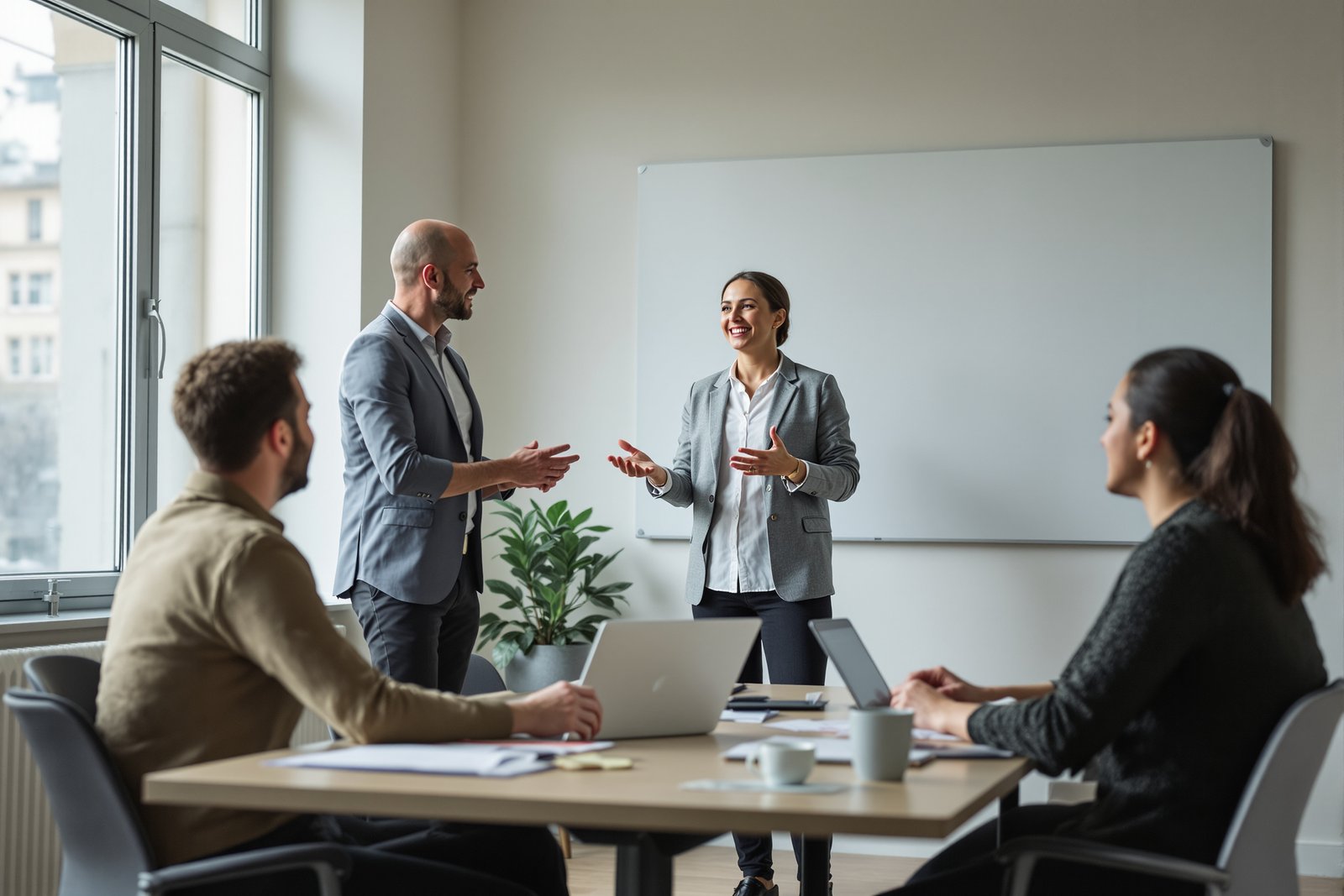 Session de formation continue en entreprise dans une salle de réunion
